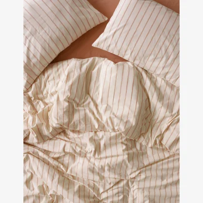 Marks & Spencer Piglet In Bed Pure Cotton Striped Duvet Cover Pink Mix