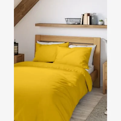 Marks & Spencer M&S Cotton Rich Percale Duvet Cover - 5FT - Dark Ochre, Dark Ochre,White,Light Putty,Blue Denim,Oyster,Aqua,Medium Pink
