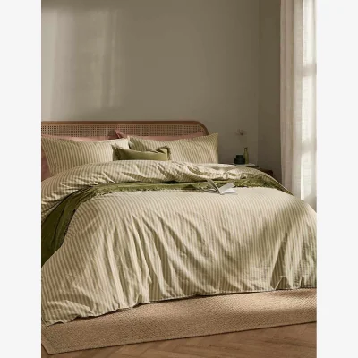 Marks & Spencer YARD Pure Cotton Marlow Stripe Duvet Cover Green Mix