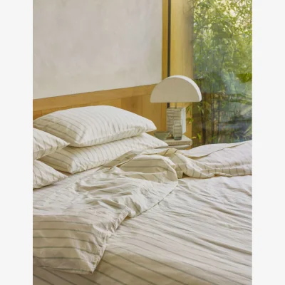 Marks & Spencer Piglet In Bed Pure Cotton Striped Duvet Cover Green Mix