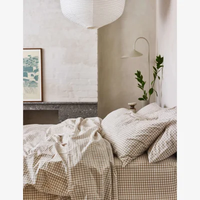 Marks & Spencer Piglet In Bed Washed Cotton Gingham Duvet Cover Natural Mix