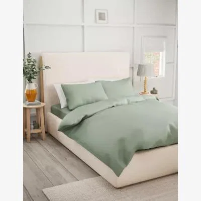 Marks & Spencer M&S Bamboo Cotton Blend Sateen Duvet Cover - SGL - Sage, Sage,Dusky Rose,White,Mid Grey,Soft Pink,Teal,Neutral,Grey,Mid Blue