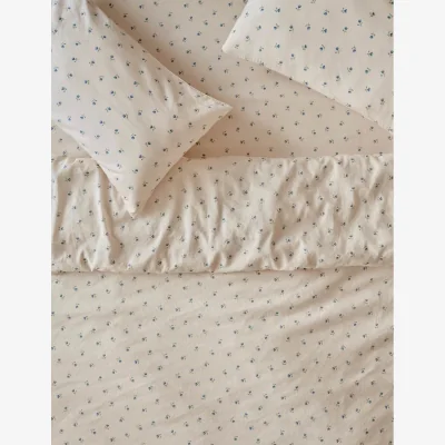 Marks & Spencer Piglet In Bed Posy Bud Linen Rich Duvet Cover Blue Mix