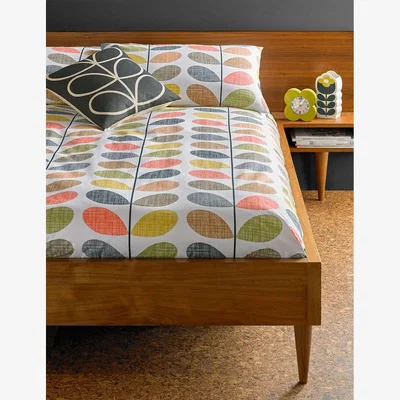 Marks & Spencer Orla Keily Pure Cotton Scribble Stem Duvet Cover - 6FT - Multi, Duck Egg,Multi