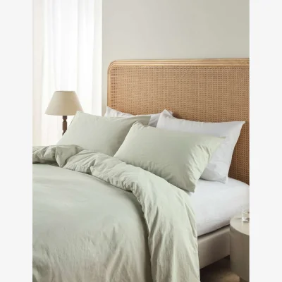Marks & Spencer Bedfolk Pure Cotton Relaxed Duvet Cover Light Green