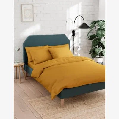 Marks & Spencer M&S Cotton Rich Duvet Cover - 5FT - Ochre, Ochre,Soft Green,Dove,Mink,Light Cream,Sage,White,Duck Egg,Rich Amber,Neutral,Silver Grey,Chambray,Denim,Soft Pink