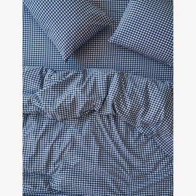 Marks & Spencer Piglet In Bed Washed Cotton Gingham Duvet Cover Blue Mix