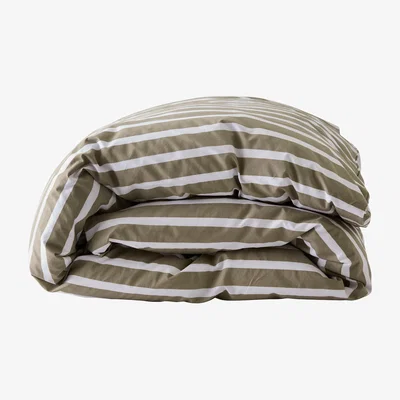 Nordic Nest Tell Me More Tell Me More striped duvet cover cotton Olive 220x220 cm