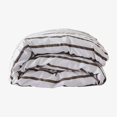 Nordic Nest Tell Me More Tell Me More striped duvet cover cotton Taupe 240x220 cm