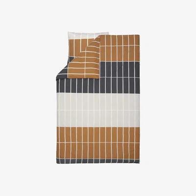 Nordic Nest Marimekko Tiiliskivi duvet cover 150x210 cm Dark brown-beige-charcoal