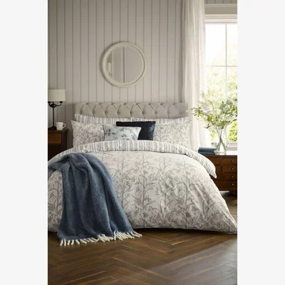Downtown Laura Ashley Fennelton Duvet Cover Set - Cream/Blue - Single