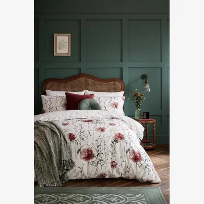 Downtown Laura Ashley Pallington Bloom Ruby Duvet Cover Set - Red/Cream - Super King