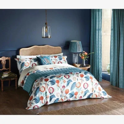 Downtown Sanderson Jackfruit Duvet Cover Set - Indigo/Papaya - Super King