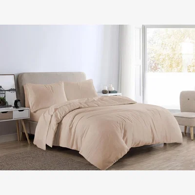 The Range Plain Dye Flannelette Duvet Cover Set - Brown / Superking