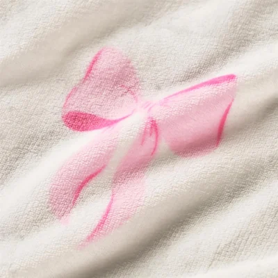 The Range OHS Bow Print Fleece Duvet Cover Set - Pink/White / 32cm