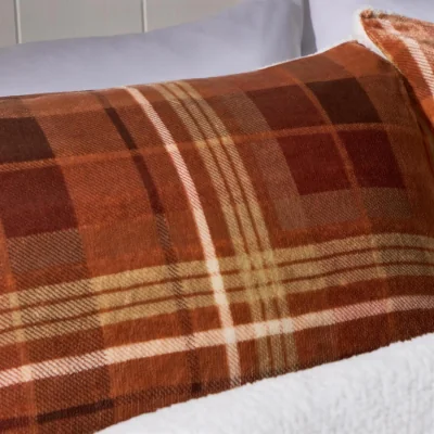 The Range OHS Autumn Check Fleece Duvet Cover Set - Rust / 32cm / 2.23kg