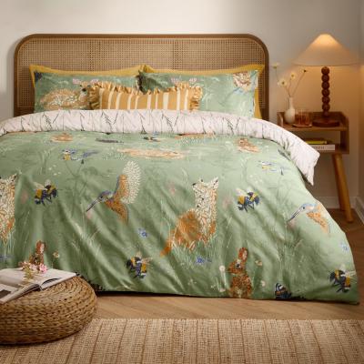 The Range Meadow Flora Reversible Printed Duvet Cover Set - Green / Superking