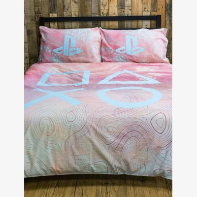 The Range Playstation Marble Duvet Cover Set - Pink/Blue/White