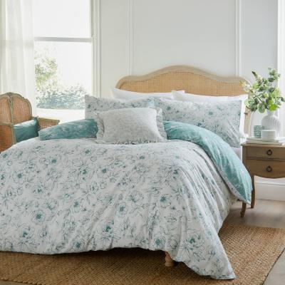 The Range Bella Reversible Floral Duvet Cover Set - Blue / Superking