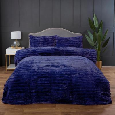 The Range Rabbit Fur Duvet Cover Set - Midnight Blue / Single