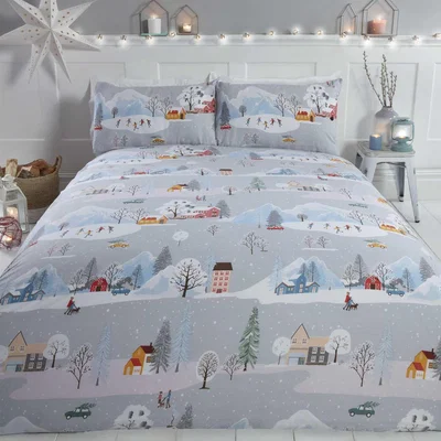 The Range Winter Town Duvet Cover Set - Blue / Double