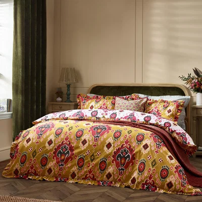 The Range Dawson Ikat Reversible Duvet Cover Set - Amber / Super King