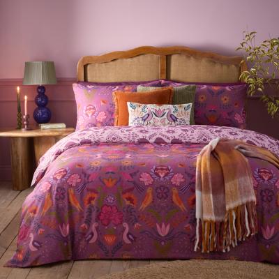 The Range Floral Reversible Duvet Cover Set - Damson
