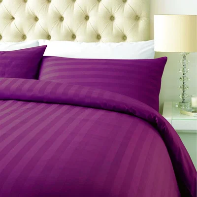 The Range Duvet Cover Sets Sateen Stripe - Burgundy / Superking