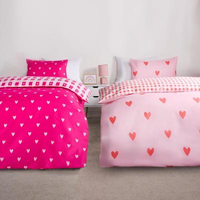 The Range Twin Pack Of Gingham Heart Duvet Cover Set - Pink / Single