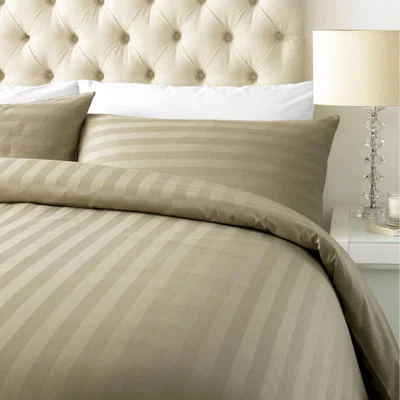 The Range Duvet Cover Sets Sateen Stripe - Mocha / Single