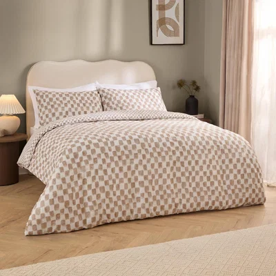The Range Nyhavn Checkerboard Reversible Duvet Cover Set - Tobacco / King