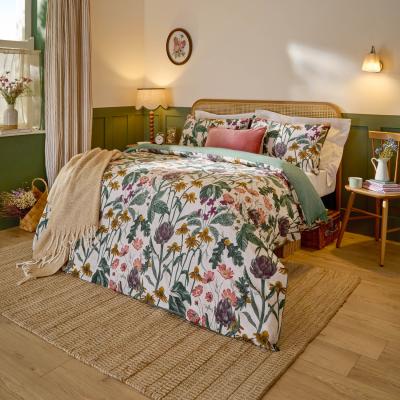 The Range Florapedia Printed Floral Duvet Cover Set - Oatmeal / Superking