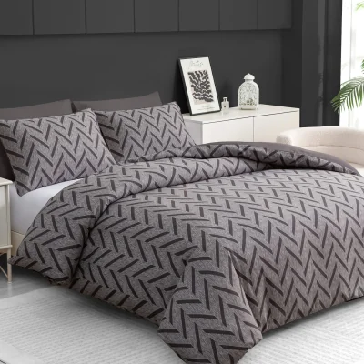 The Range Reversible Double Brushed Duvet Cover Set with Zipper Closure - Warm Grey