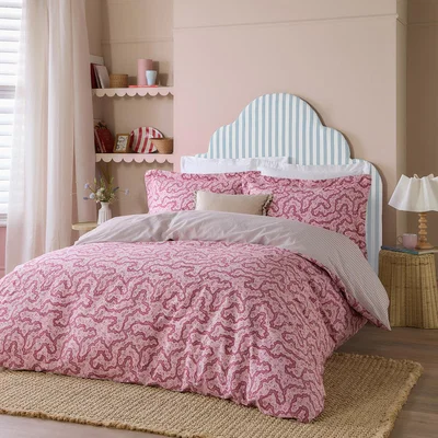 The Range Brianna Floral Cotton Duvet Cover Set - Cherry / Superking