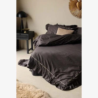 Rockett St George Charcoal Grey Mega Frill Duvet Cover and Pillowcase Set - Four Sizes Available -