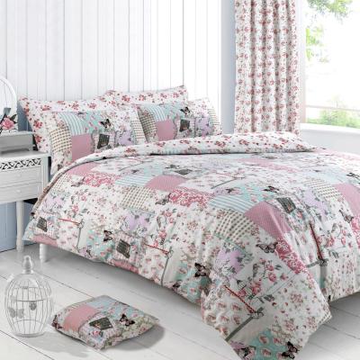 The Range Luxury Printed Boutique Bird Floral Pink Duvet Cover and Pillowcase Set - Pink / Double