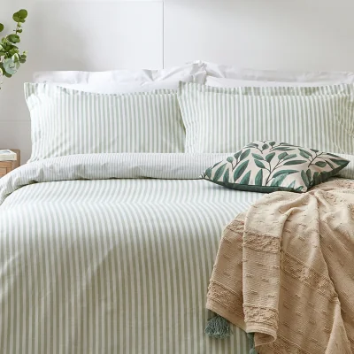 The Range Hebden Melange Stripe Cotton Duvet Cover Set - Honey Yellow / Superking