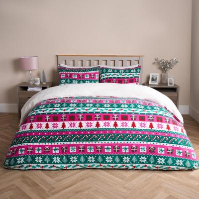 The Range Christmas Nordic Sherpa Fleece Duvet Cover Set - Pink / Double