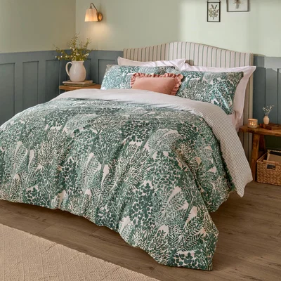 The Range Topiary Reversible Duvet Cover Set - Green / King