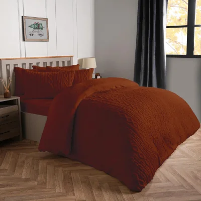 The Range OHS Cable Knit Fleece Duvet Cover Set - Rust / 2kg