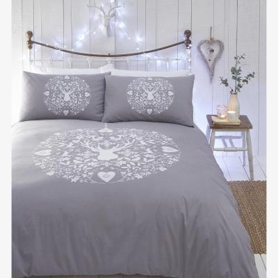 The Range Bauble Reindeer and Hearts Christmas Duvet Cover Set - Dark Grey