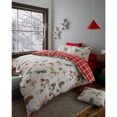 The Range Christmas Dogs Duvet Cover Set - Brown / Single