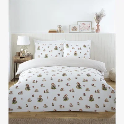 The Range Hettie the Hedgehog Duvet Cover and Pillowcase Set - Natural / Double
