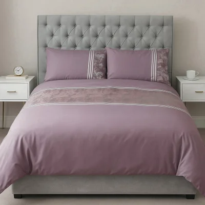 The Range Voltico Velvet Panel Soft Touch Duvet Cover Set - Mauve / King