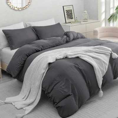 The Range Prewash Duvet Cover Set Double Brushed Microfiber With Zipper Closure - Grey