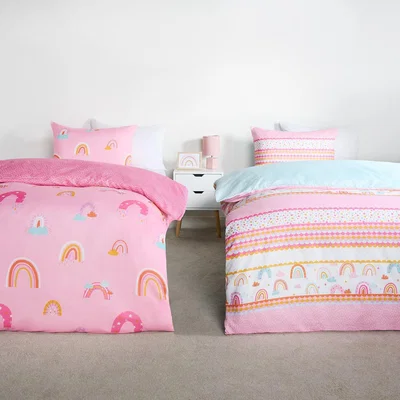 The Range Twin Pack Of Rainbow Duvet Cover Set - Pink / Double