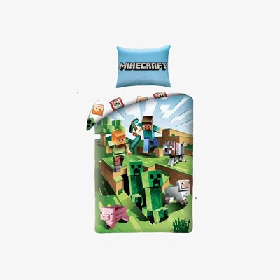 The Range Minecraft Battle Duvet Cover Set - Green/White/Blue