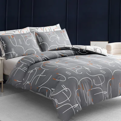 The Range Double Brushed Microfiber Zipper Closure Reversible Duvet Cover Set - Grey
