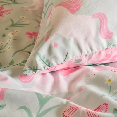 The Range OHS Enchanted Unicorn Print Duvet Cover Set - Sage/Pink / 0.8kg