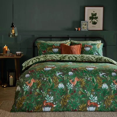 The Range Into The Woods Printed Reversible Duvet Cover Set - Green / King